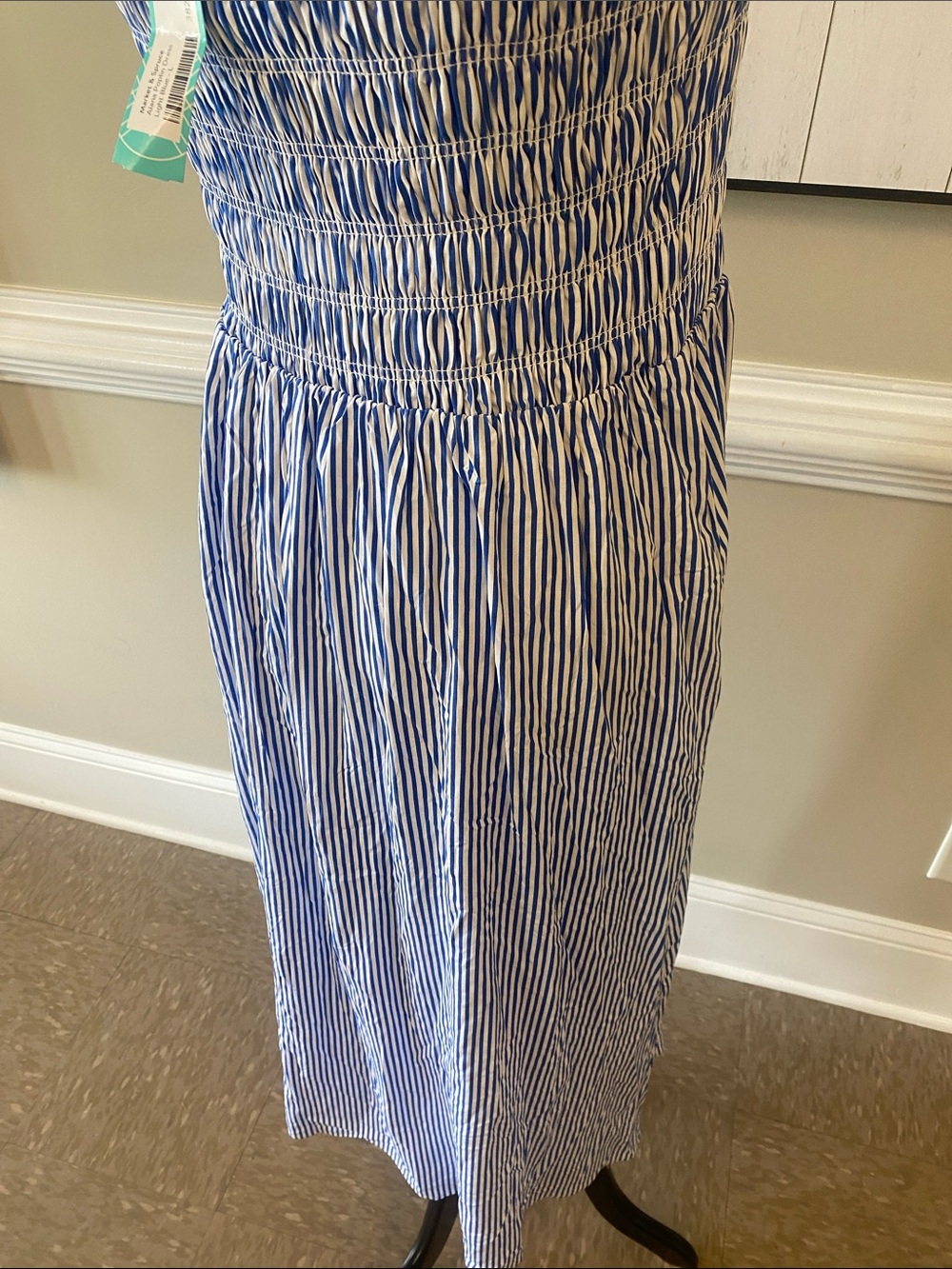 Market & Spruce Light Blue and White Striped Smocked Dress - Picture 9 of 10